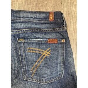 7 For All Mankind Dojo 28 Flare Trouser Blue Denim Jeans 30 x 31 U115B019U-019U